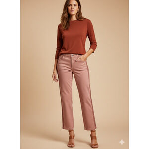 Garnet Hill Dusty Pink Embroidered Pants organic cotton minimalist Lux Size 12